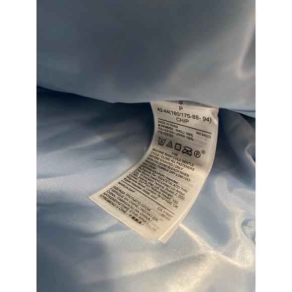 Gap Blue Sherpa Fleece Wide Collar Full Zip Long Sleeve Bomber Coat Jacket Sz S - Picture 4 of 5